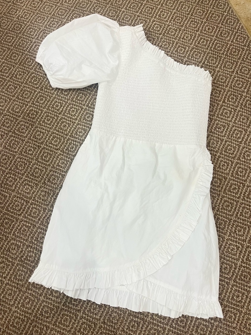 Cleobella White One-Shoulder Ruffle Mini Dress - Picture 2 of 8